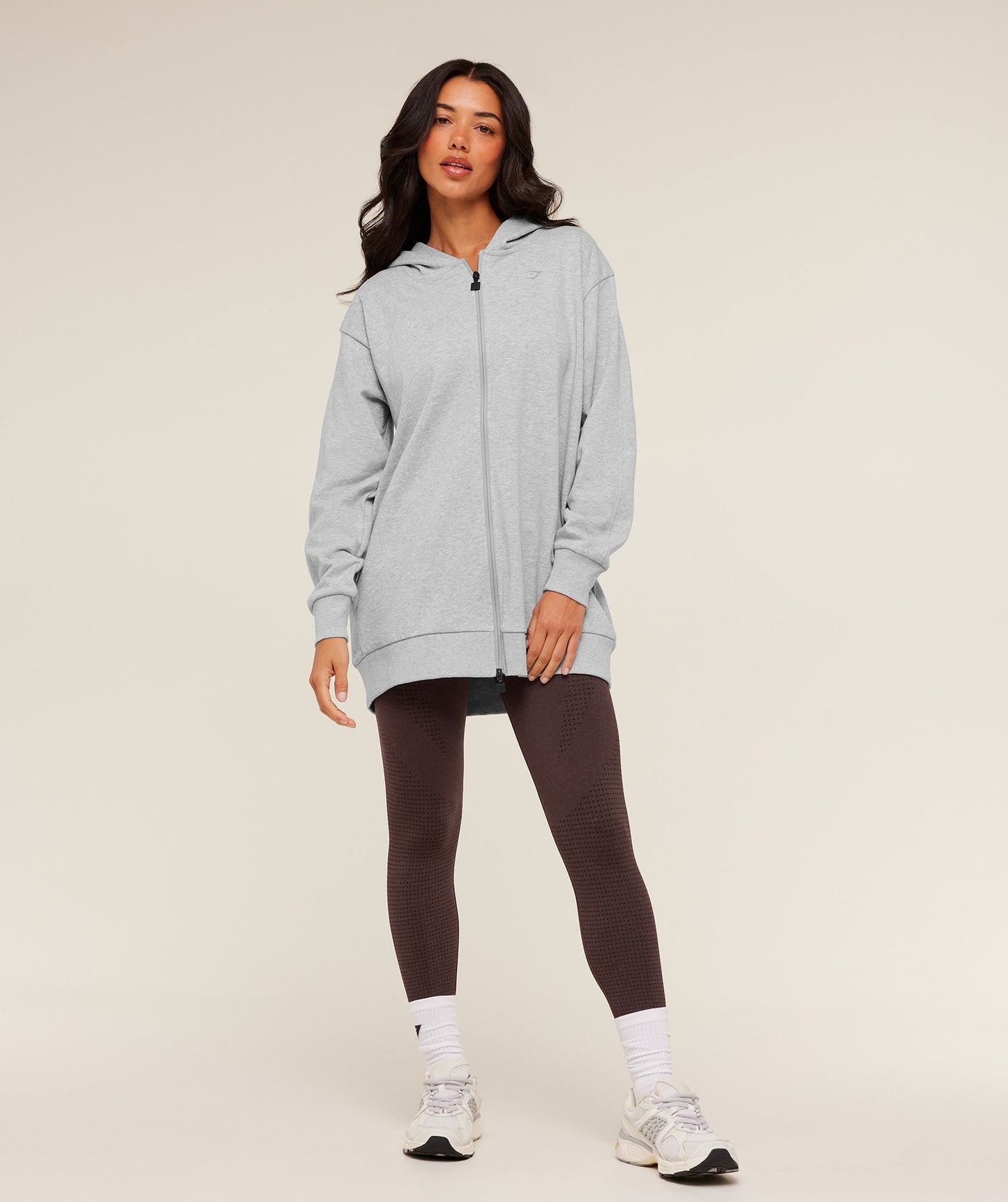 Covered Longline Zip Up Hoodie - US 6977