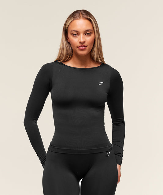 Everyday Seamless Wide Neck Long Sleeve Top - US 2045