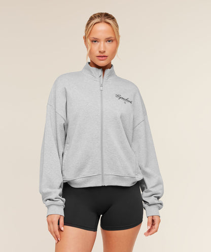 Script Embroidery Oversized Zip Through - US 4292